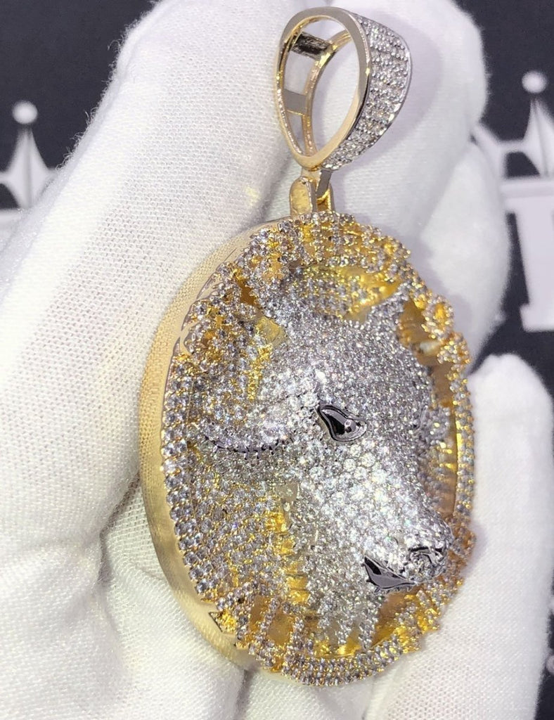 GOAT Greatest of all Time Circle CZ Iced Out Pendant Yellow Gold HipHopBling