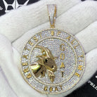 GOAT Greatest of All Time Medallion CZ Hip Hop Bling Bling Pendant Yellow Gold HipHopBling