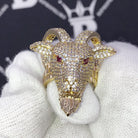 GOAT Iced Out Hip Hop Bling Ring Yellow Gold 7 HipHopBling