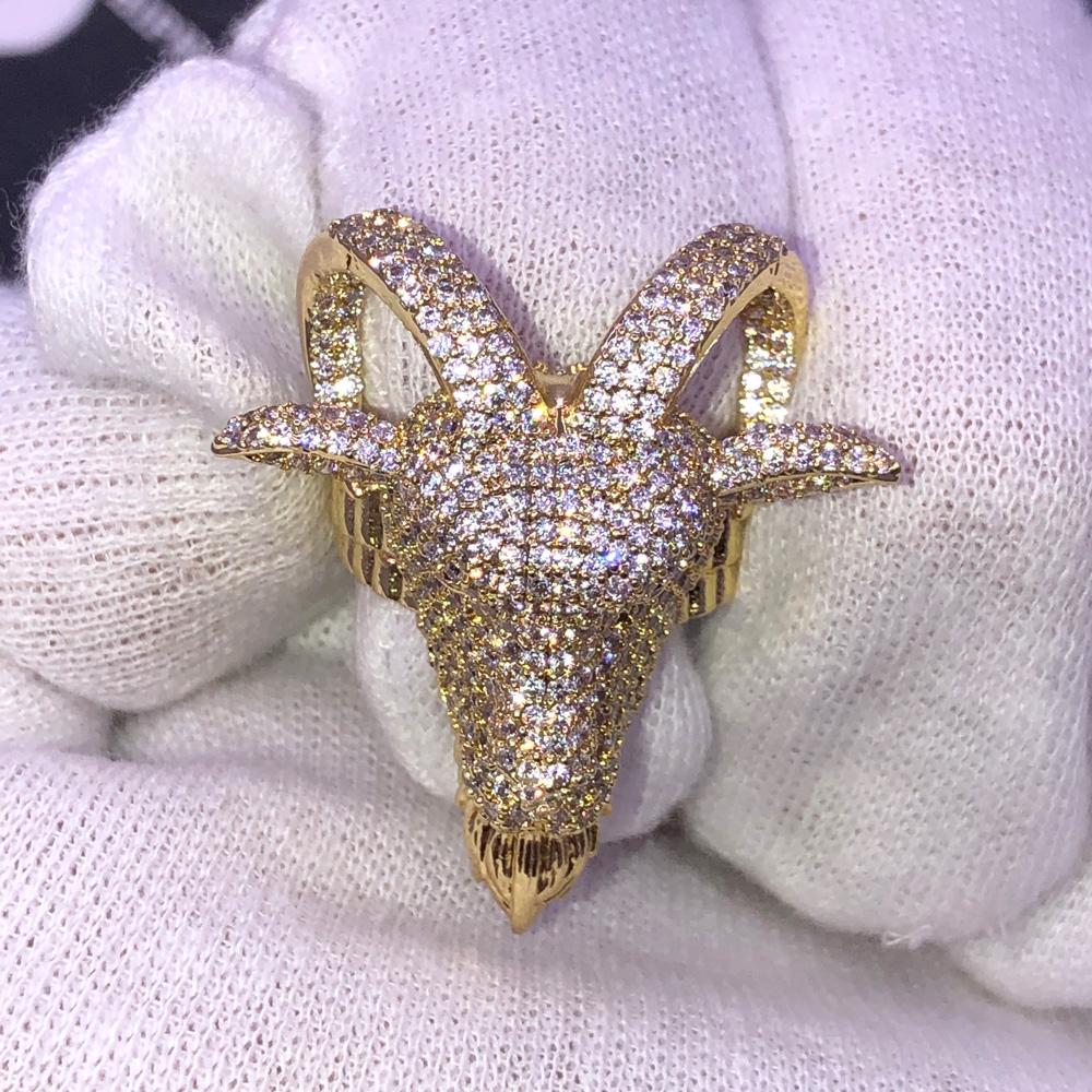 GOAT Iced Out Hip Hop Bling Ring Yellow Gold 7 HipHopBling