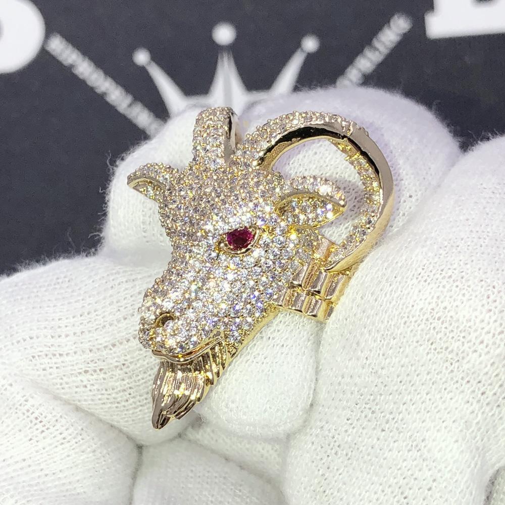 GOAT Iced Out Hip Hop Bling Ring Yellow Gold 7 HipHopBling