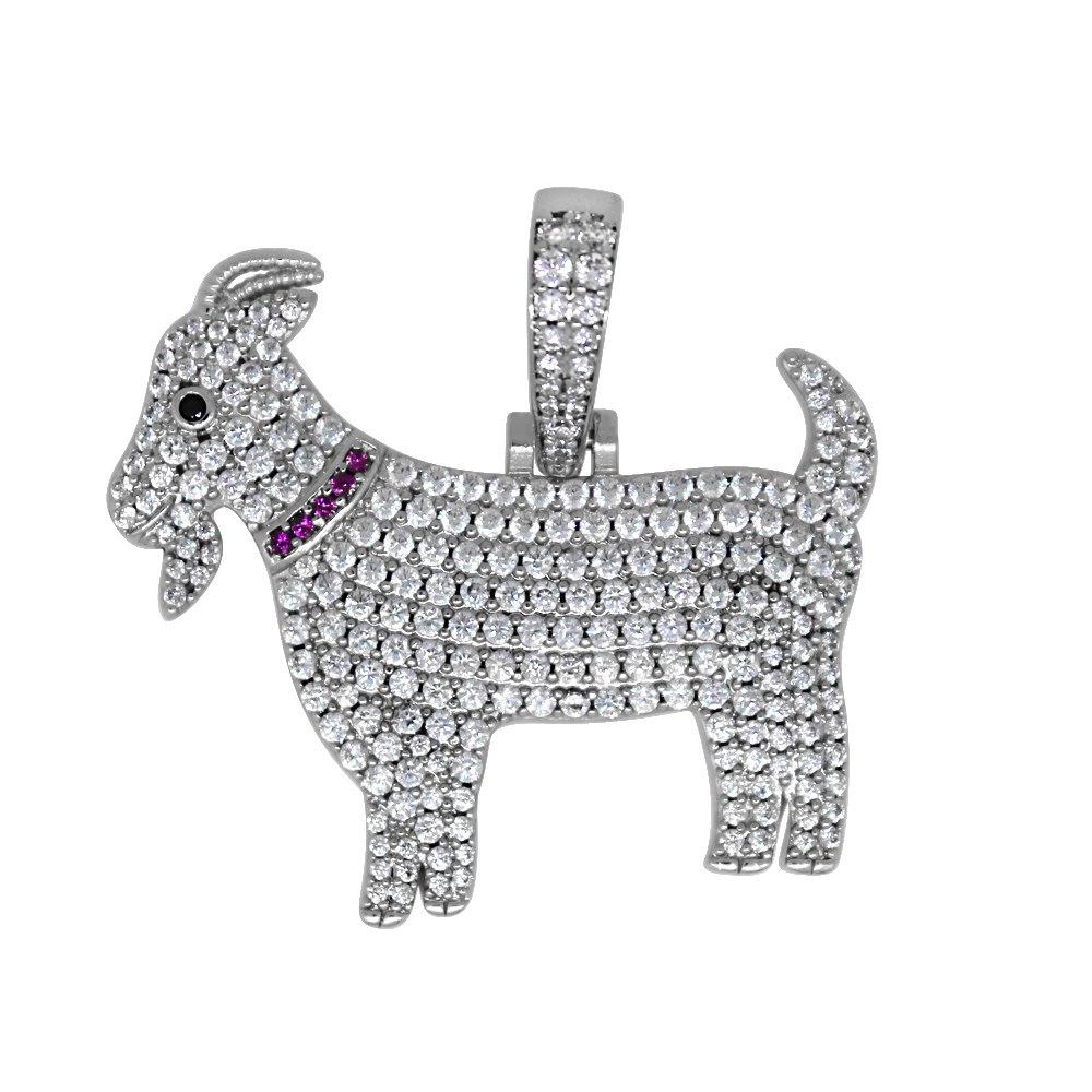 GOAT with Collar Silver Bling Bling Pendant HipHopBling