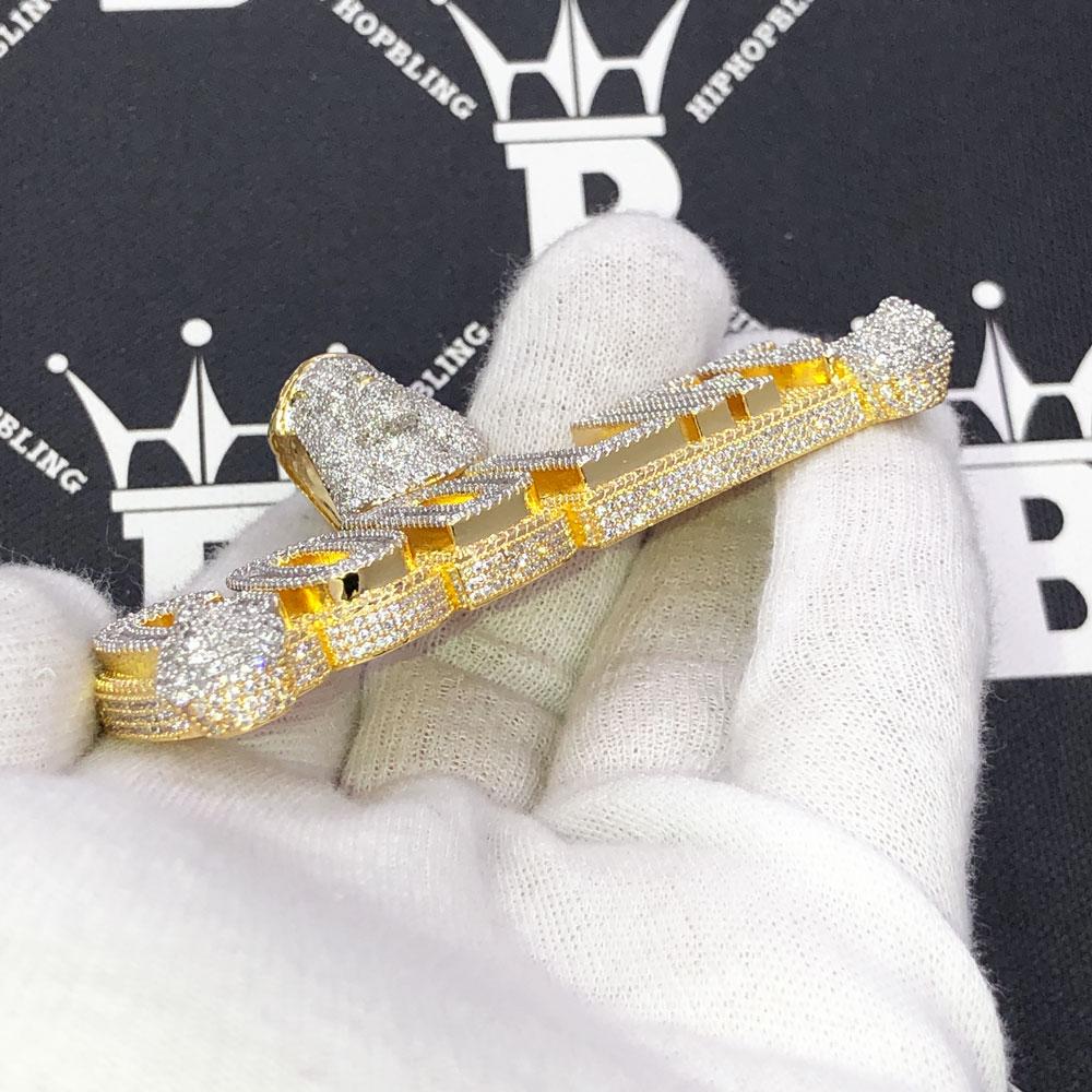 God Life Baguette CZ Hip Hop Bling Iced Out Pendant Yellow Gold HipHopBling