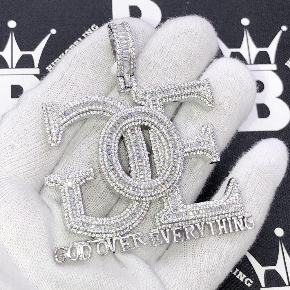 GOE God Over Everything CZ Iced Out Pendant Yellow Gold HipHopBling