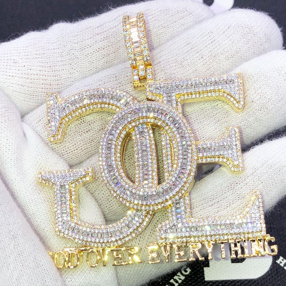 GOE God Over Everything CZ Iced Out Pendant Yellow Gold HipHopBling