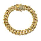 Gold 10MM Miami Cuban CZ Bling Ice Lock Bracelet 7" HipHopBling