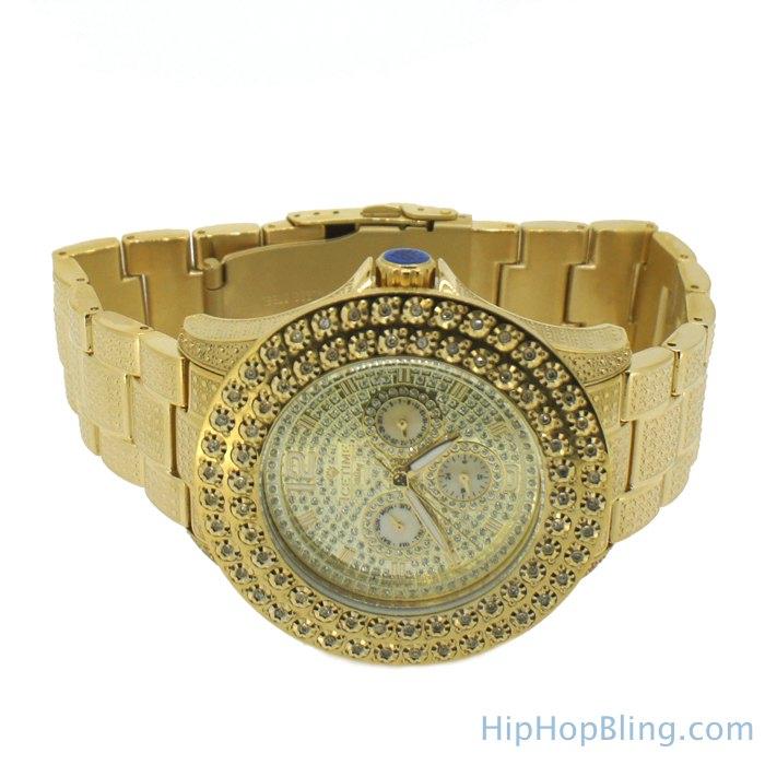 Gold 2 Row .50 Carat Diamond Hip Hop Watch HipHopBling