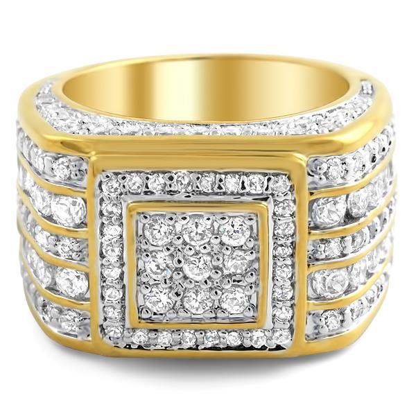 Gold .925 Silver Godfather CZ Bling Bling Ring 7 HipHopBling