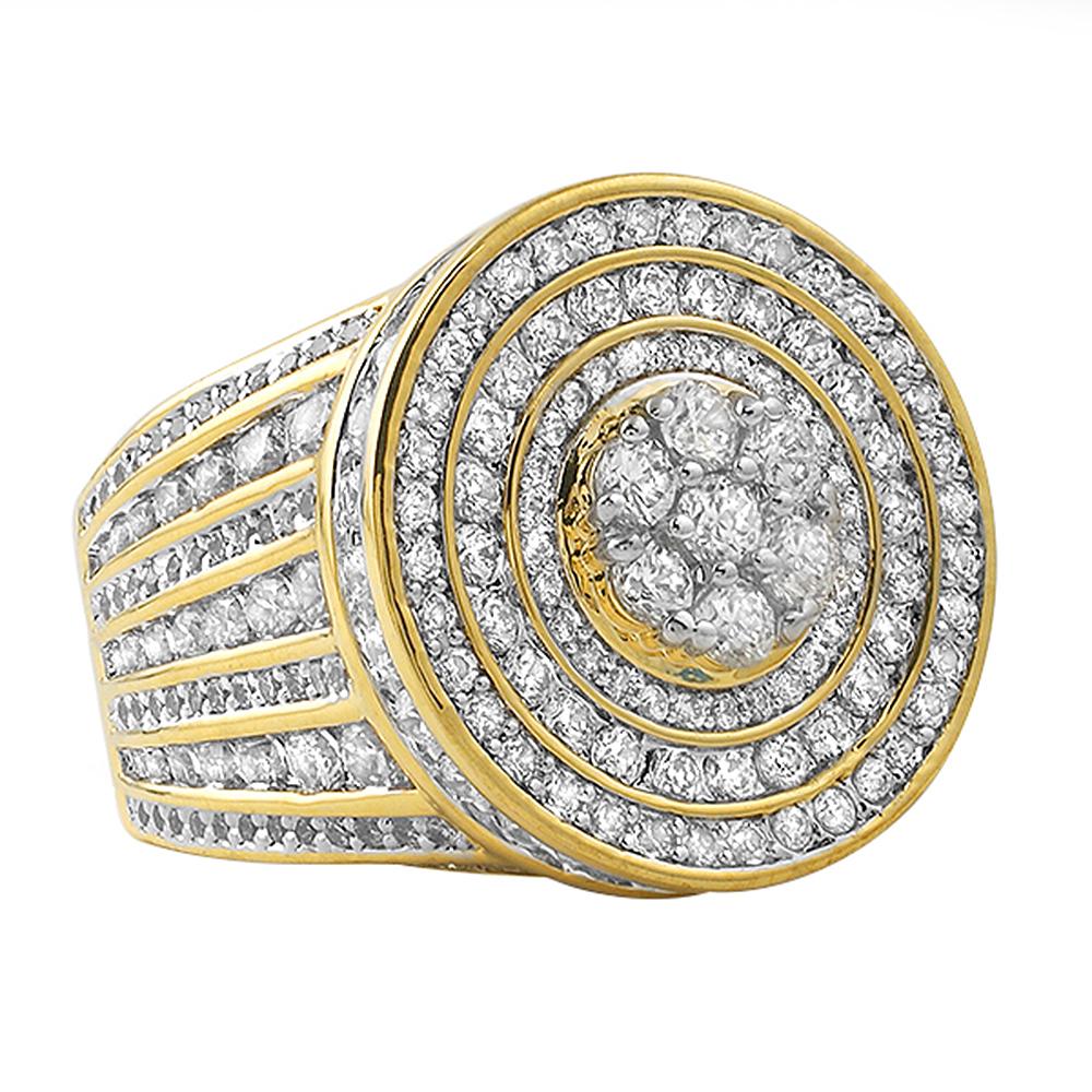 Gold .925 Silver Jumbo Cluster CZ Bling Ring 7 HipHopBling