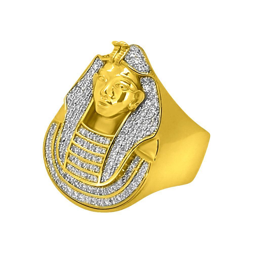 Gold .925 Sterling Silver CZ Pharaoh Ring 7 HipHopBling