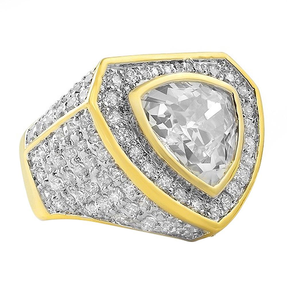 Gold .925 Sterling Silver Trillion CZ Bling Ring 7 HipHopBling