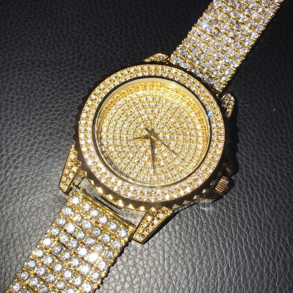 Gold All Bling Bling Custom Watch Iced Out Band 8" HipHopBling