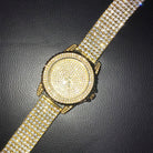 Gold All Bling Bling Custom Watch Iced Out Band 8" HipHopBling