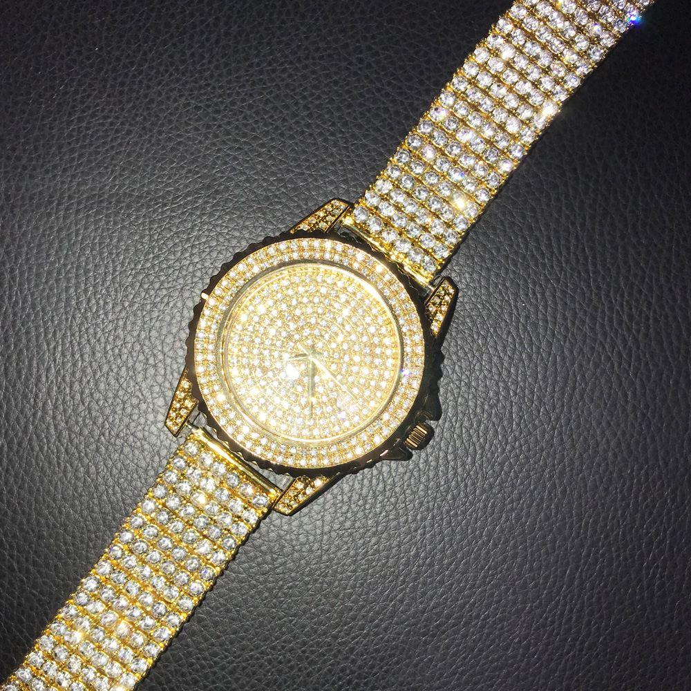 Gold All Bling Bling Custom Watch Iced Out Band 8" HipHopBling