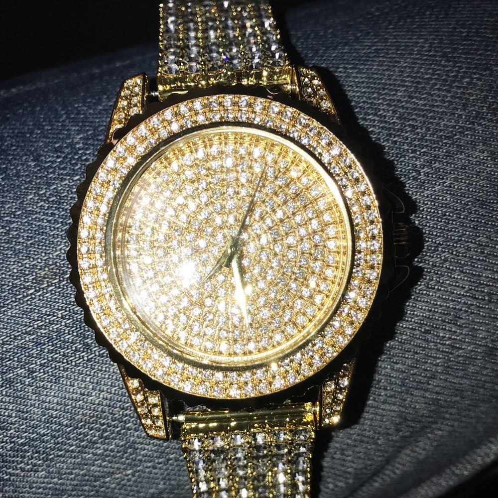 Gold All Bling Bling Custom Watch Iced Out Band 8" HipHopBling