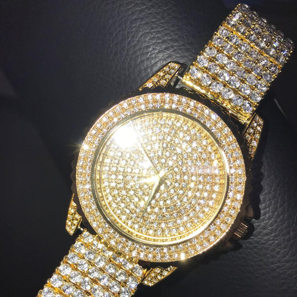 Gold All Bling Bling Custom Watch Iced Out Band HipHopBling
