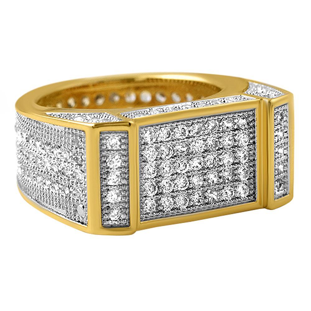 Gold Bar CZ Bling Bling Ring 7 HipHopBling