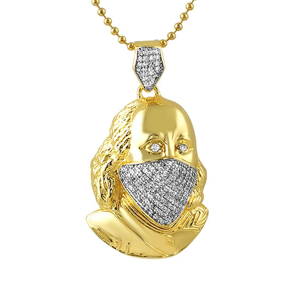 Gold Ben Franklin Bling Bling Mask Pendant HipHopBling