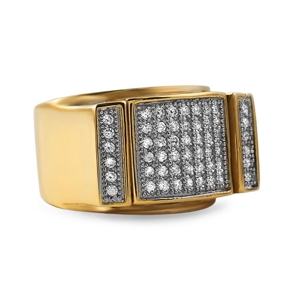 Gold Bling Bling Ring CZ Iced Out Pave Steel Ring 7 HipHopBling