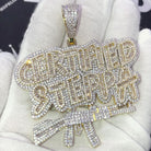 Gold Certified Steppa Baguette VVS CZ Iced Out Pendant Yellow Gold HipHopBling