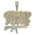 Gold Certified Steppa Baguette VVS CZ Iced Out Pendant Yellow Gold HipHopBling