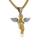 Gold Cherub Angel Mini Micro Pave CZ Iced Out Pendant Pendant Only HipHopBling