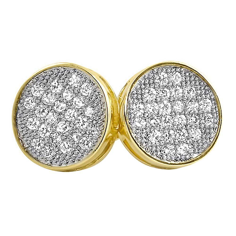Gold Circle CZ Micro Pave Iced Out Earrings HipHopBling