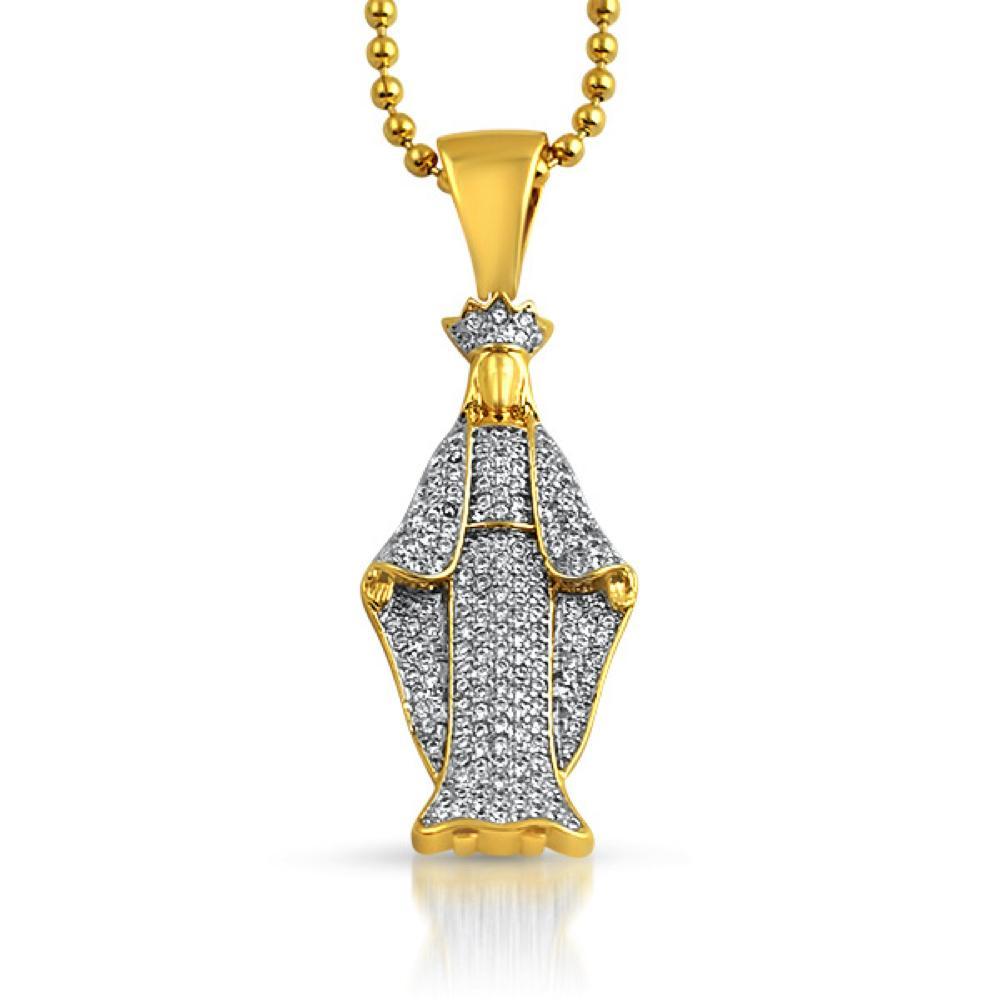 Gold Crowned Angel Micro Pave CZ Bling Pendant HipHopBling