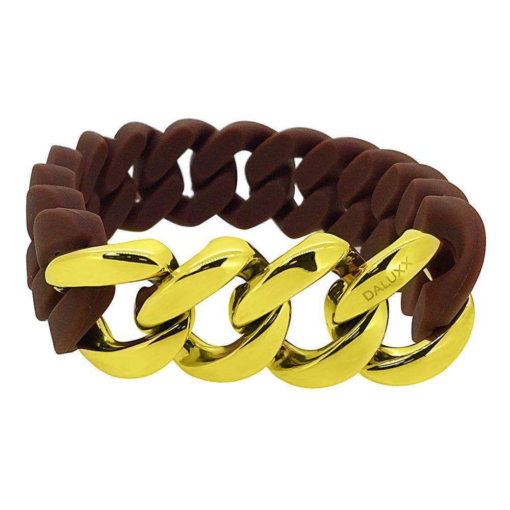 Gold Cuban Brown Rubber Bracelet HipHopBling