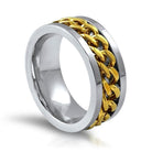 Gold Cuban Chain Link Stainless Steel Ring 7 HipHopBling