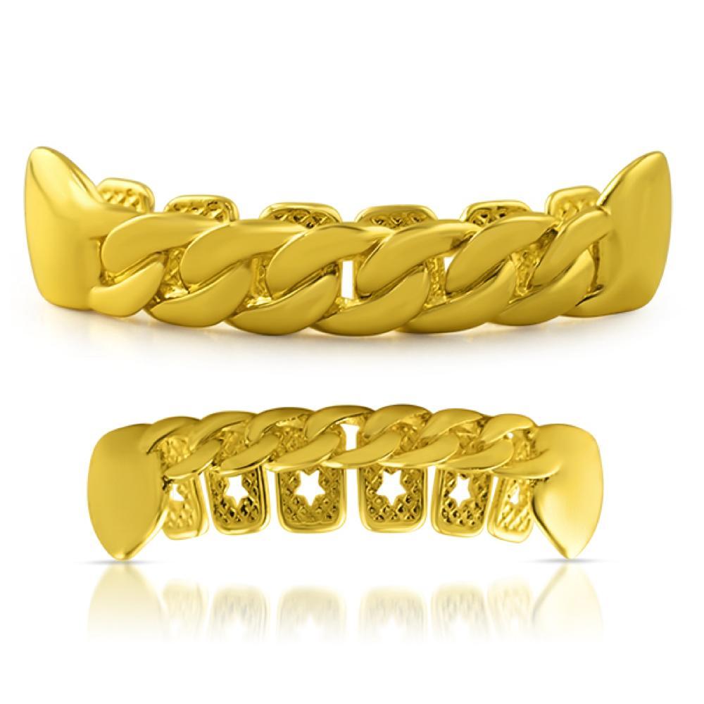 Gold Cuban Grillz Set HipHopBling