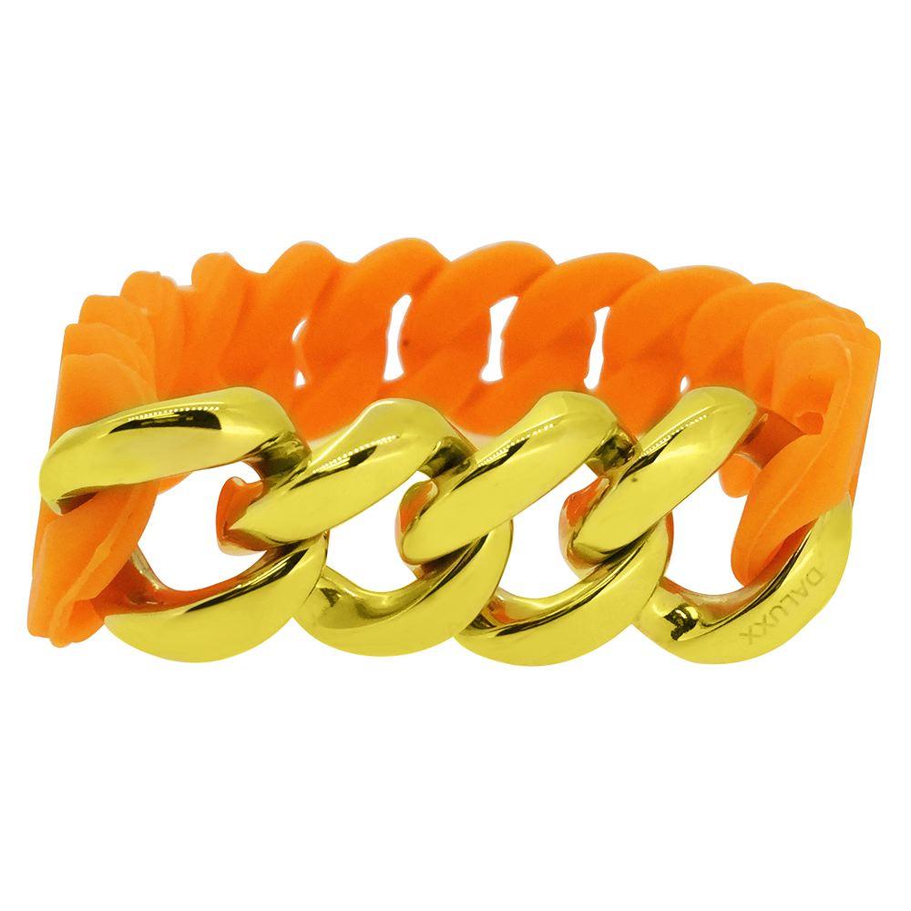 Gold Cuban Orange Rubber Bracelet HipHopBling