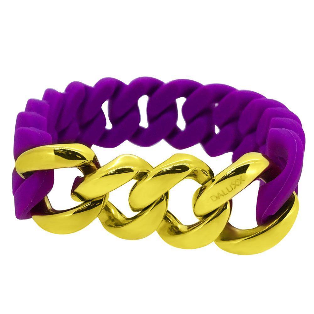 Gold Cuban Purple Rubber Bracelet HipHopBling
