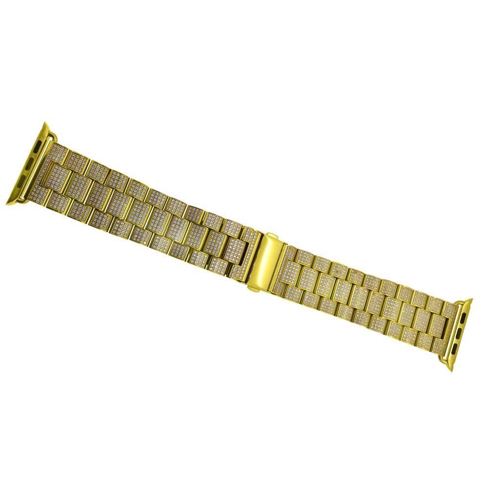 Gold CZ Bling Aftermarket Band for iWatch HipHopBling