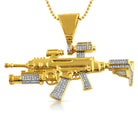Gold CZ Military Machine Gun Bling Bling Pendant Pendant Only HipHopBling