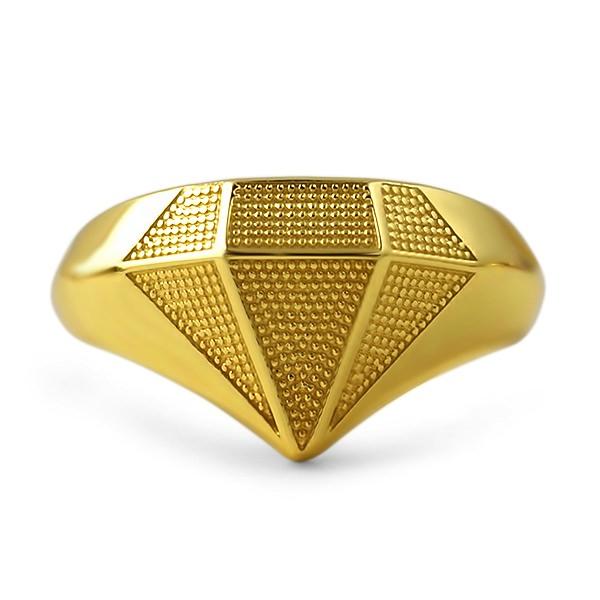 Gold Diamond Shaped .925 Sterling Silver Custom Ring HipHopBling