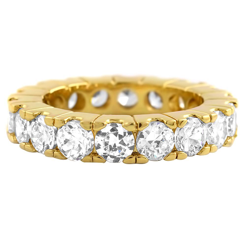 Gold Eternity 4MM CZ Bling Bling Ring 6 HipHopBling