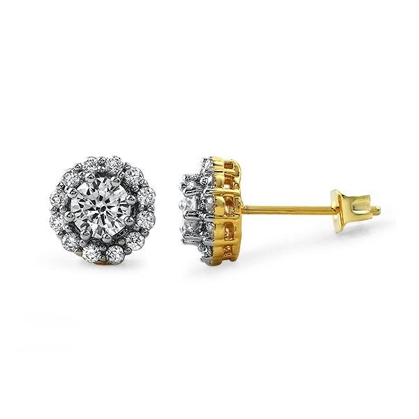 Gold Flower Iced Out CZ Earrings HipHopBling