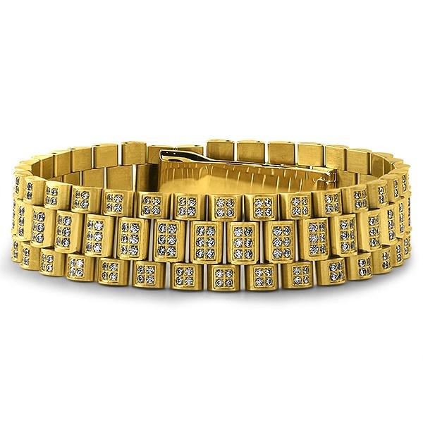 Gold Full CZ President Bracelet HipHopBling