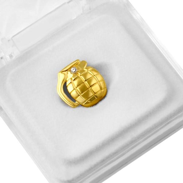 Gold Grenade Single Tooth Hip Hop Grillz HipHopBling