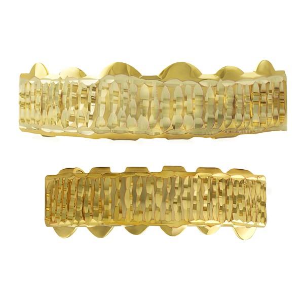 Gold Grillz Bar Diamond Cut Set HipHopBling