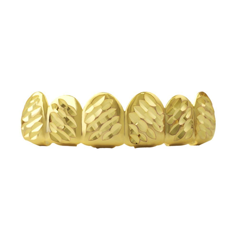 Gold Grillz Diagonal Diamond Cut Top HipHopBling