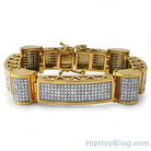 Gold Ice Cylinders Micro Pave CZ Steel Bracelet HipHopBling