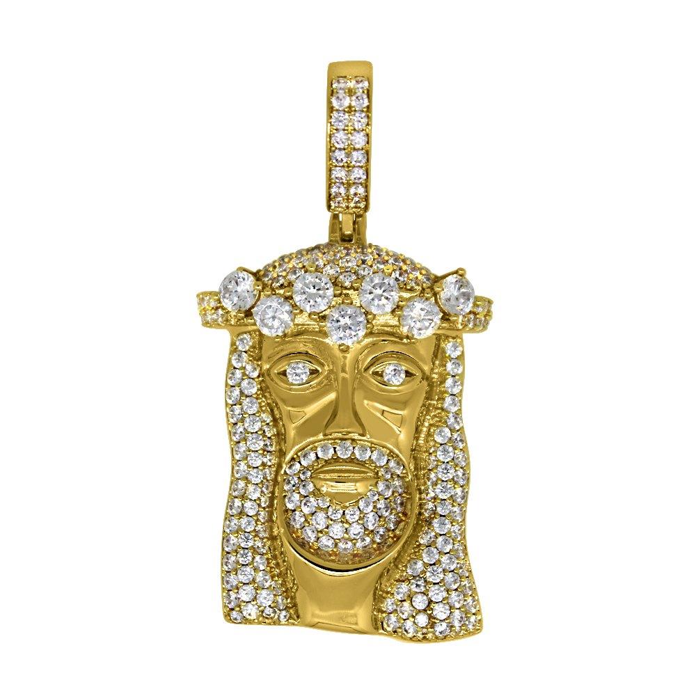 MaxBling81 Hip Hop Iced Out Jesus Head Pendant – Gold/Silver Plated Brass