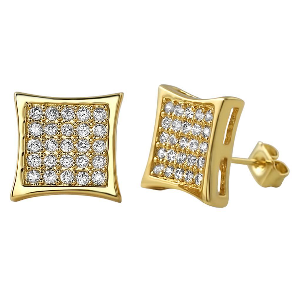 Gold Kite 50 CZ Micro Pave Earrings HipHopBling