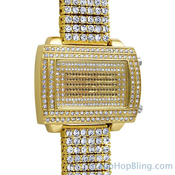 Gold LED Digital Block Custom Bling Bling Watch HipHopBling