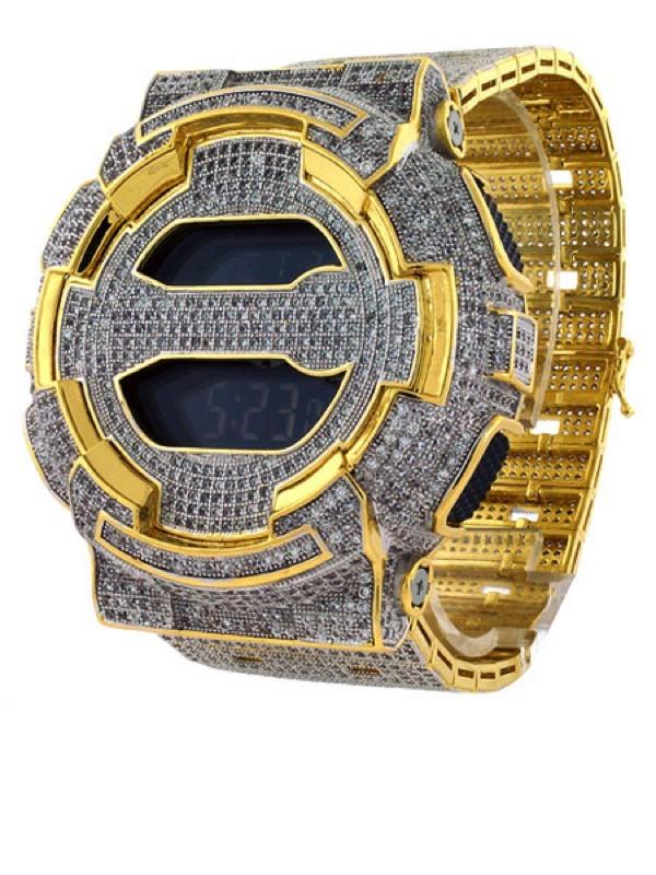 Gold Mega Iced Out Bling Custom Made GA100 G Shock Watch HipHopBling