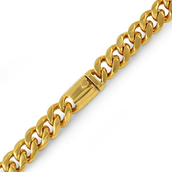 Gold Miami Cuban 316L Bracelet 15MM Box Clasp HipHopBling