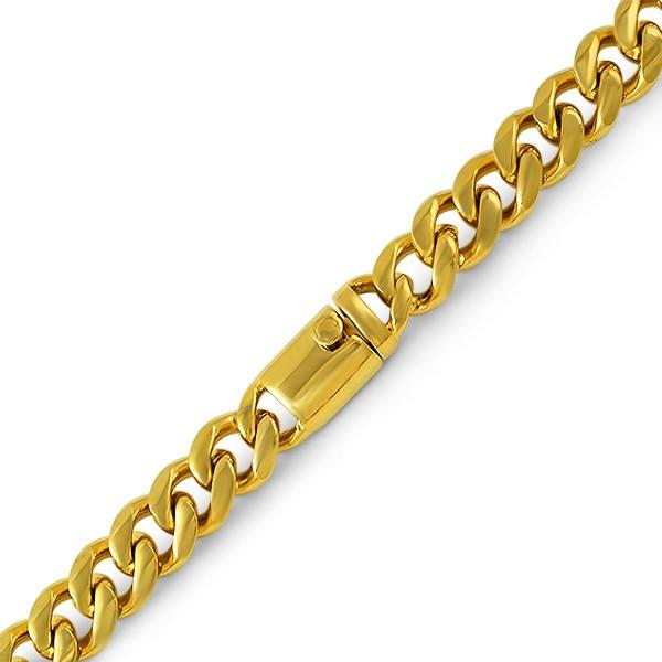 Gold Miami Cuban Bracelet 316L 13MM Box Clasp HipHopBling