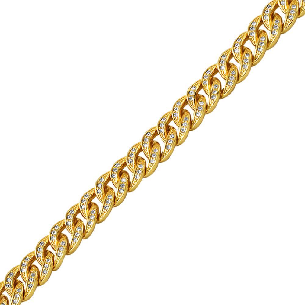Gold Miami Cuban CZ Bling Bling Bracelet 8MM HipHopBling